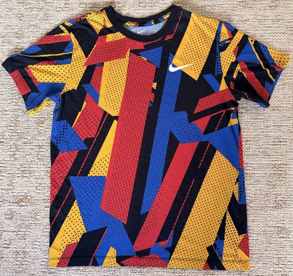 Nike Menโs Geometric Jacquard Dri-Fit T-Shirt - Multi - Medium